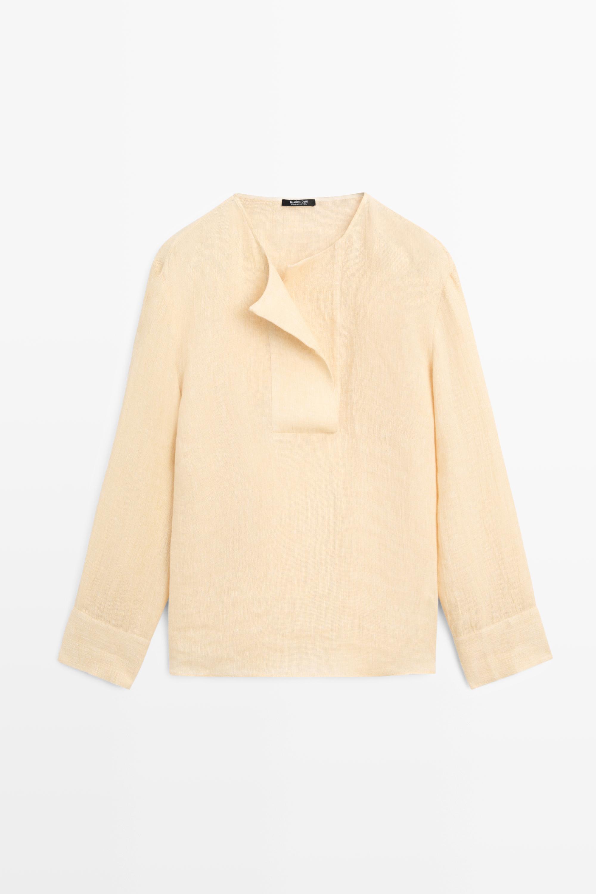 Flowing linen blouse with chest detail